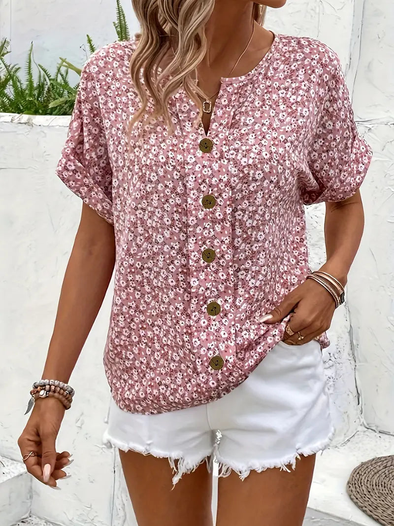 Charishe™ - Floral Button-Up Blouse