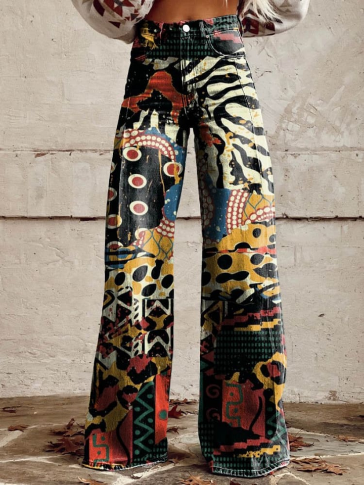 Julia™ - Eclectic art wide-leg trousers