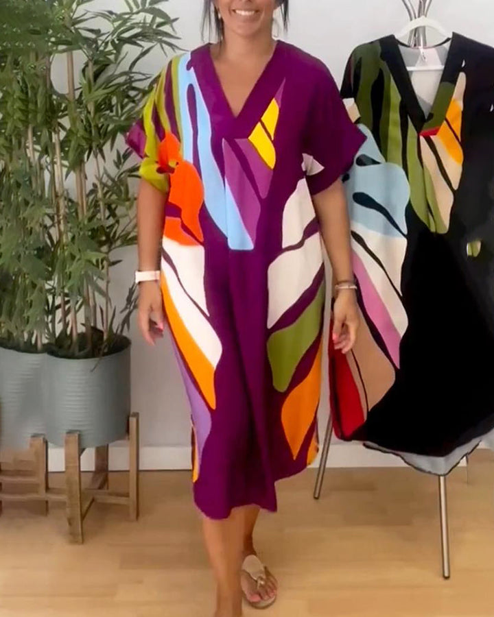 Pauline™ - Colorful Bohemian V-neck Midi Dress