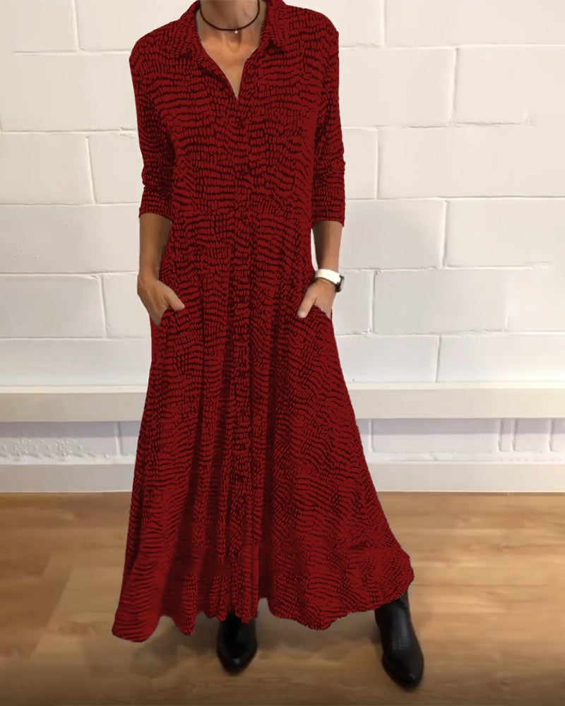 Nery™ - V-neck Long Sleeve Dress