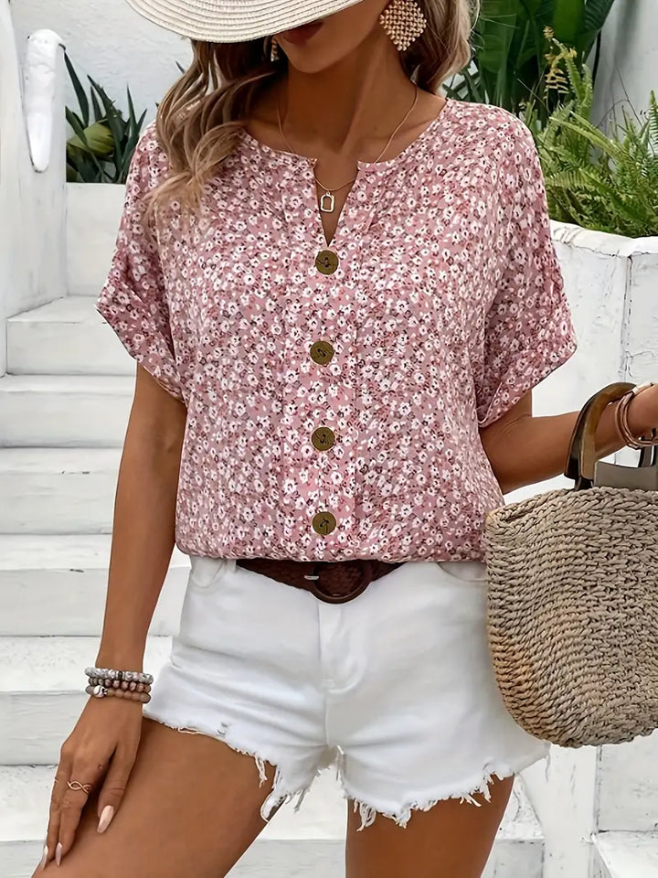 Charishe™ - Floral Button-Up Blouse