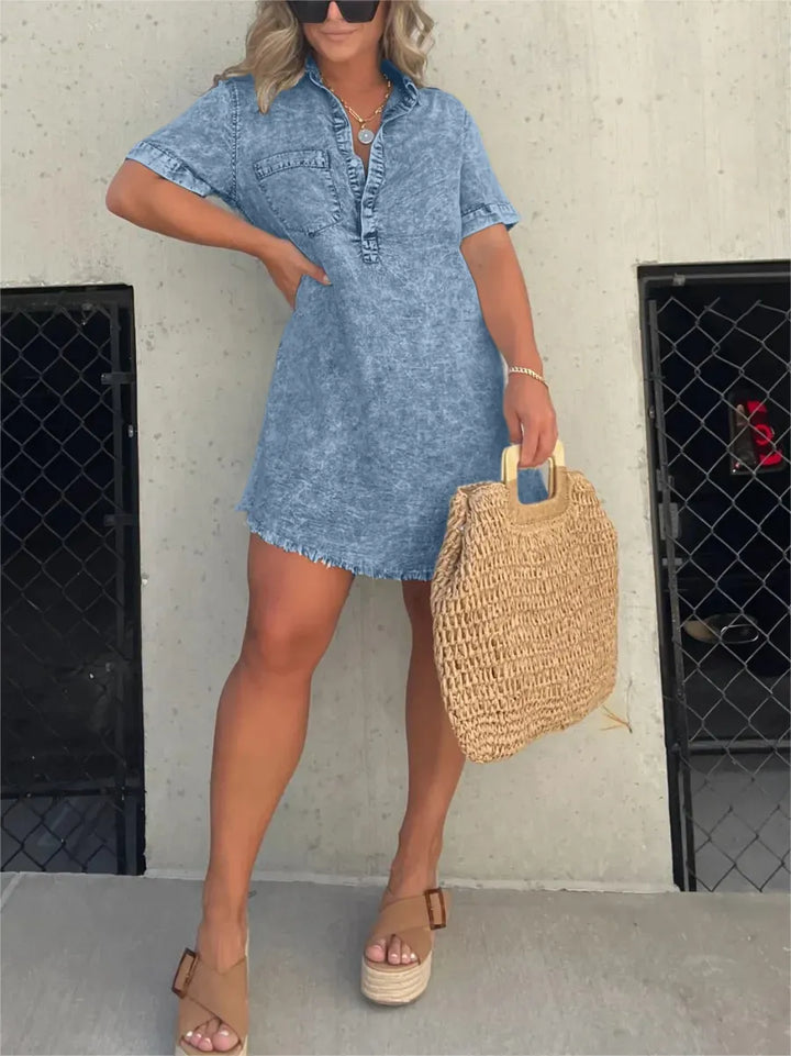 Elaira™ - Women's Washed Shirt Dress