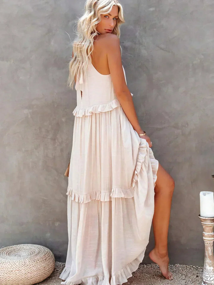 Emmeline | Halter Ruffle Maxi Dress