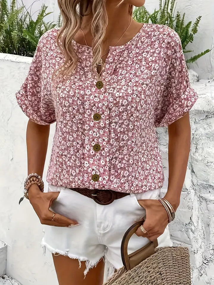 Charishe™ - Floral Button-Up Blouse