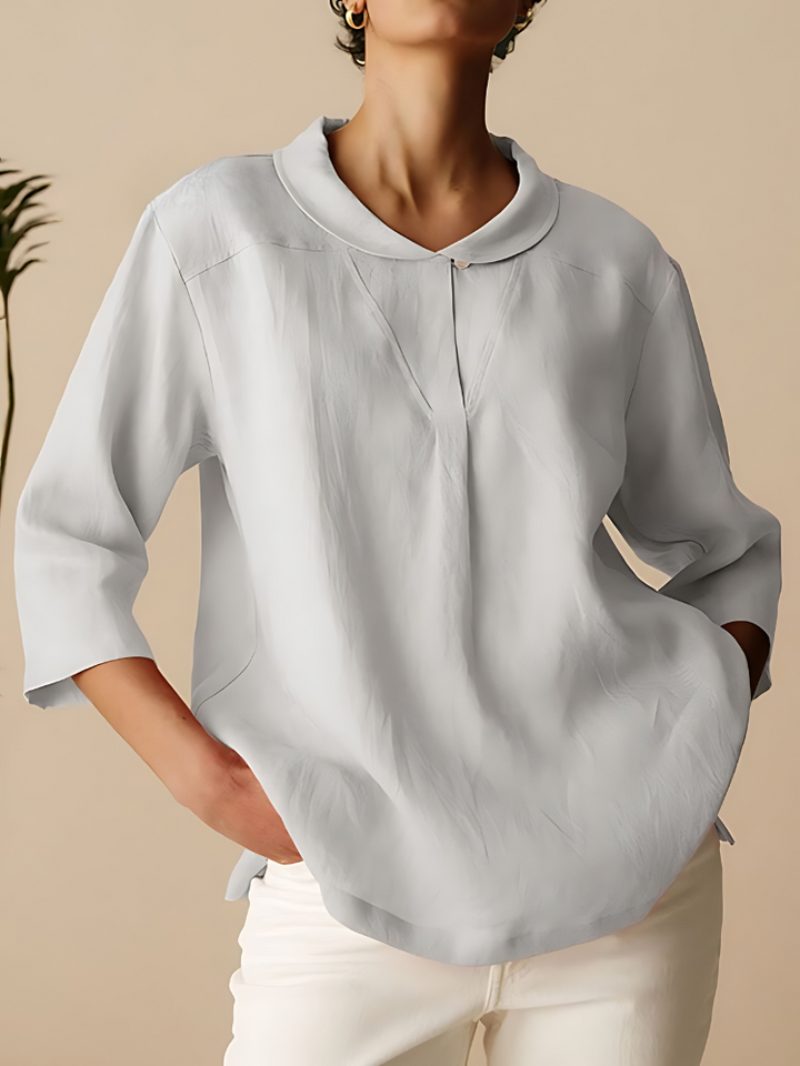 Helen - Casual Linen Cotton 3/4 Sleeve Shirt