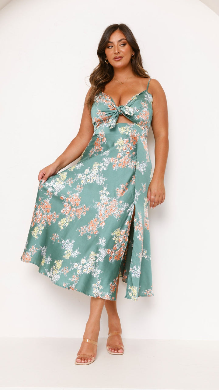 Elenor - Green Floral Dress