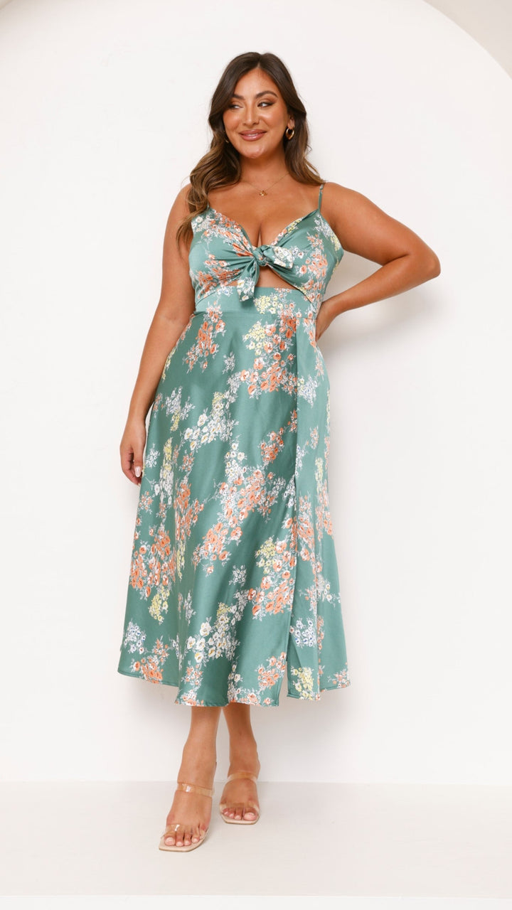 Elenor - Green Floral Dress