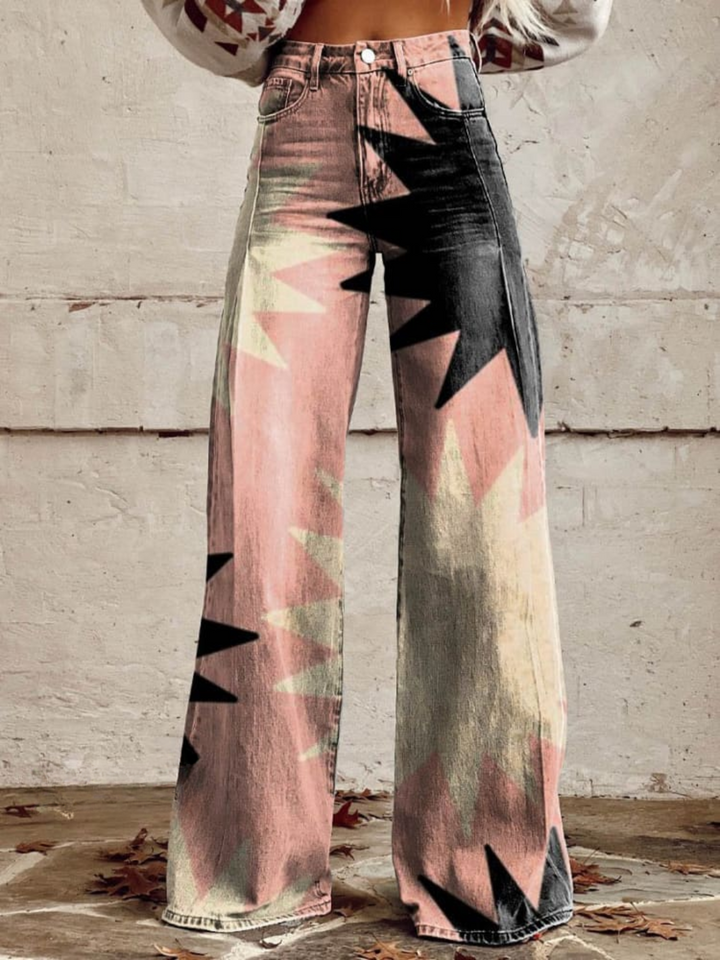 Julia™ - Vintage geometric wide leg trousers