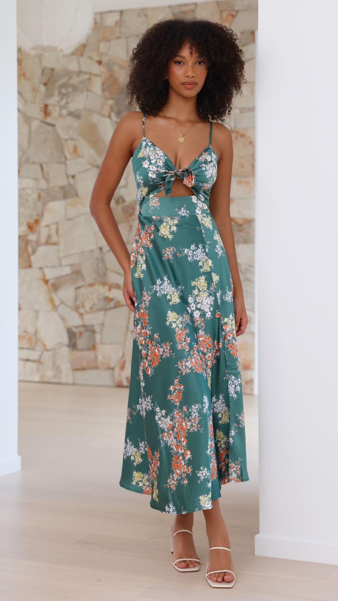 Elenor - Green Floral Dress