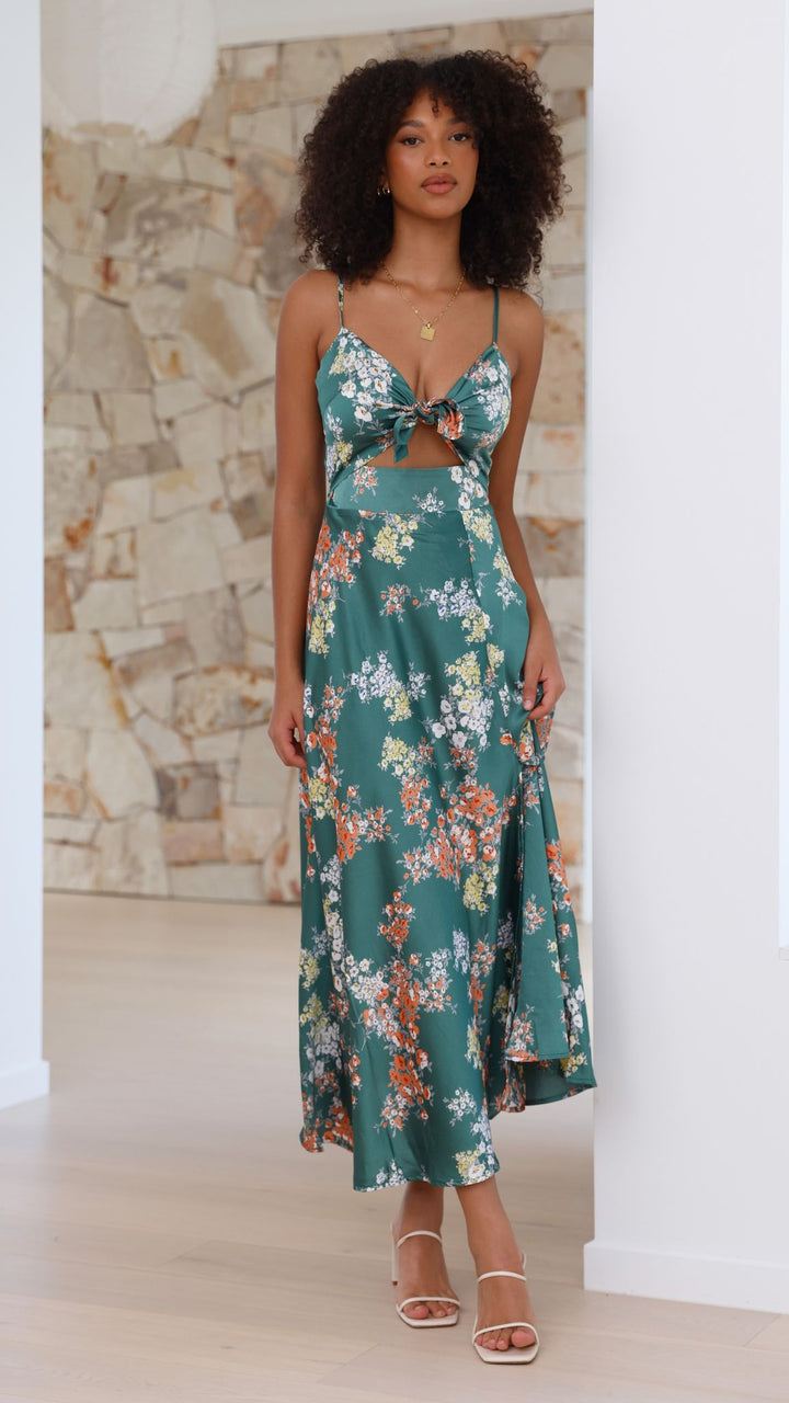 Elenor - Green Floral Dress