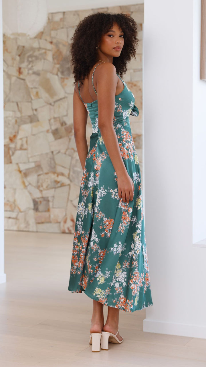 Elenor - Green Floral Dress