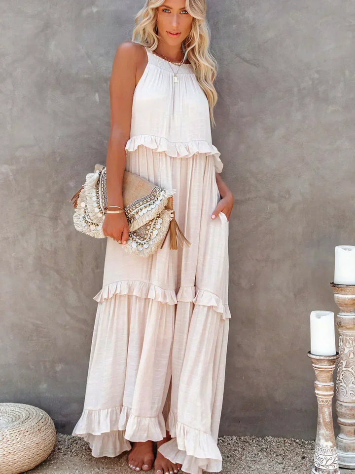 Emmeline | Halter Ruffle Maxi Dress