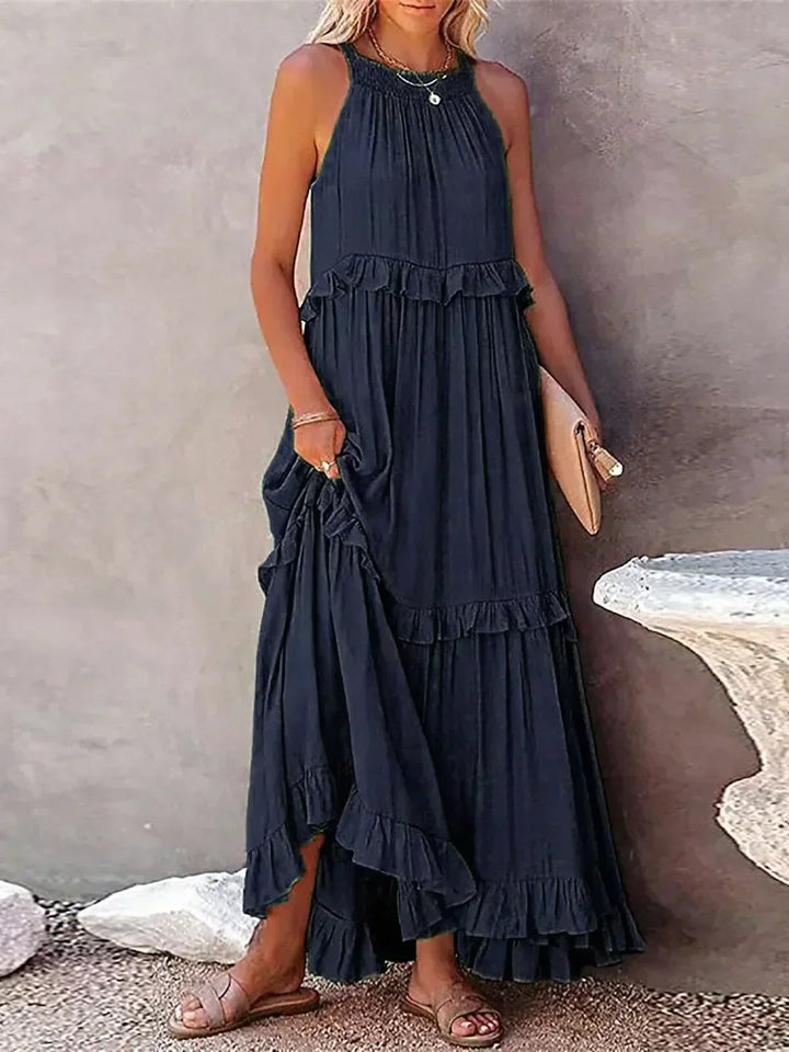 Emmeline | Halter Ruffle Maxi Dress