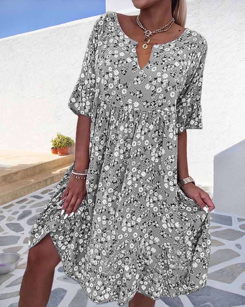 Mella™ - Half-sleeve Dress in Floral Print