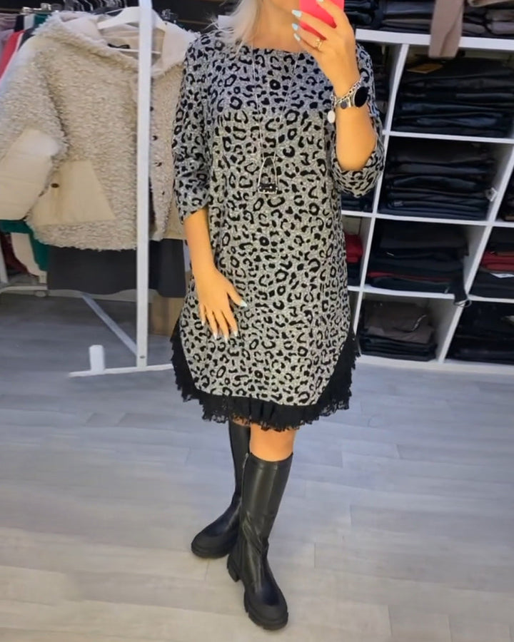 lassy™ - Elegant Leopard Midi Dress