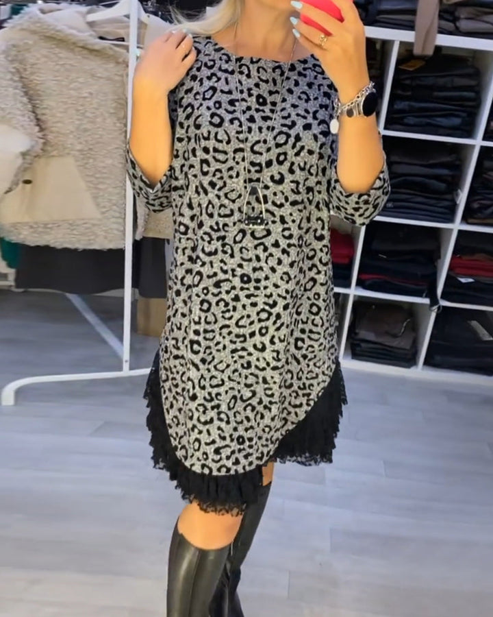 lassy™ - Elegant Leopard Midi Dress