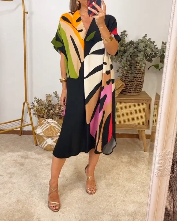 Pauline™ - Colorful Bohemian V-neck Midi Dress