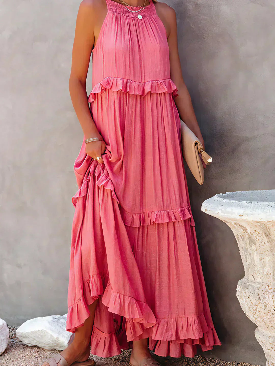 Emmeline | Halter Ruffle Maxi Dress