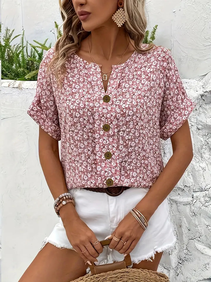 CHARIS™ - Floral Button-Up Blouse