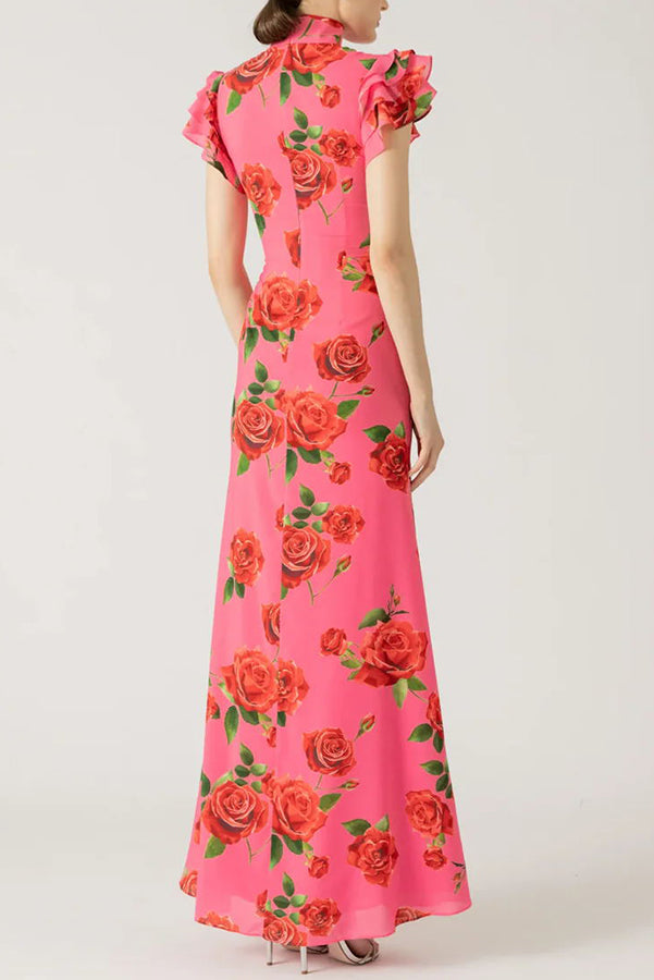 Lalin™ - Stylish Sleeves Less Maxi Floral Dress