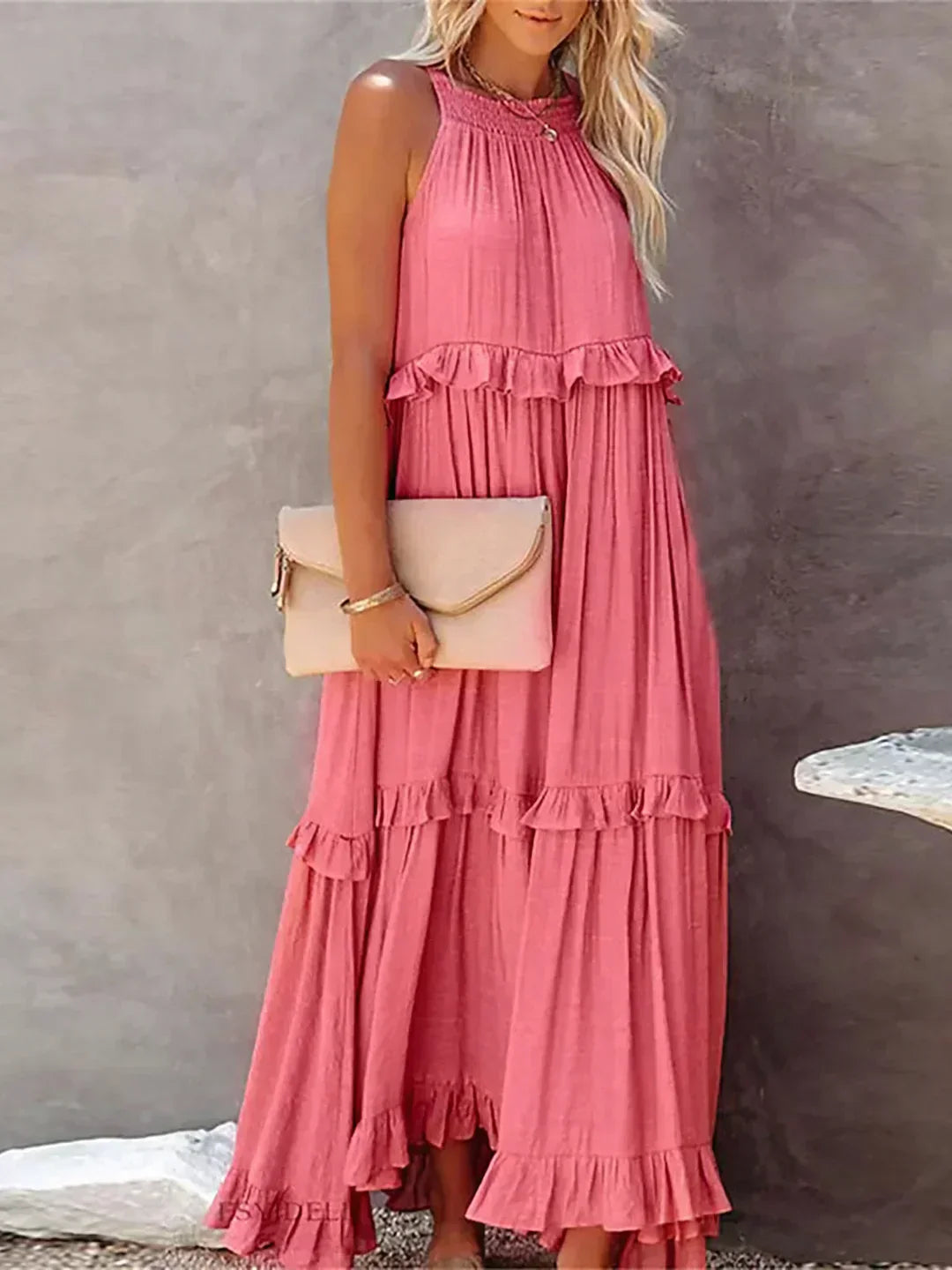 Emmeline | Halter Ruffle Maxi Dress