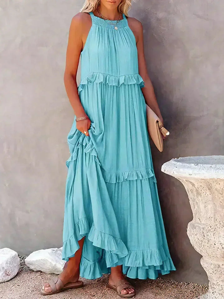 Emmeline | Halter Ruffle Maxi Dress