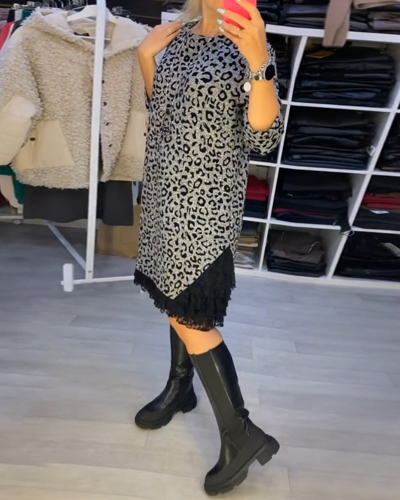 lassy™ - Elegant Leopard Midi Dress