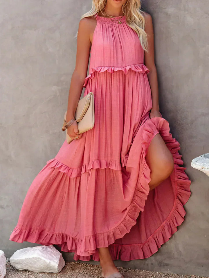 Emmeline | Halter Ruffle Maxi Dress