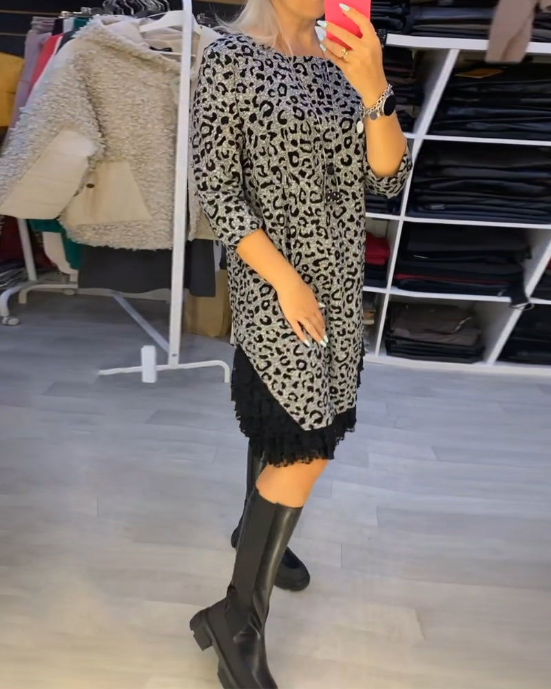 lassy™ - Elegant Leopard Midi Dress