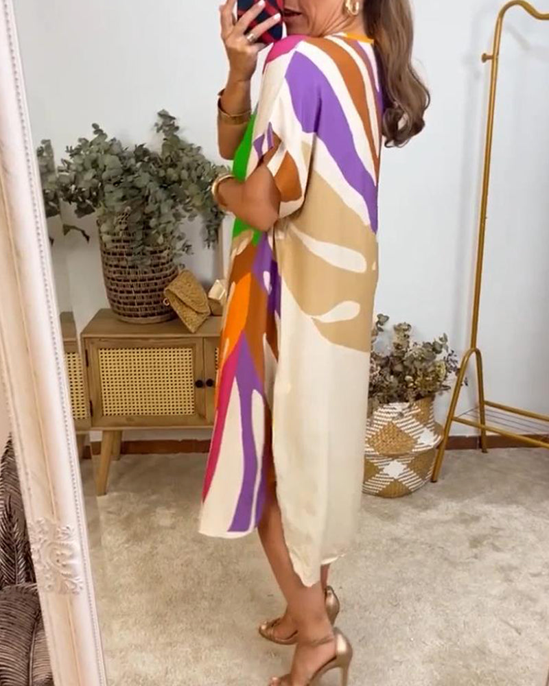 Pauline™ - Colorful Bohemian V-neck Midi Dress