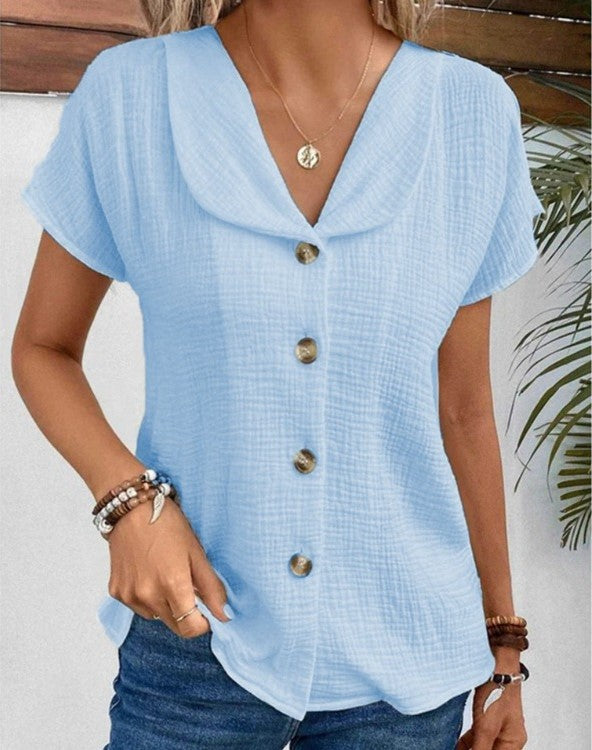 Aliesa™ - Elegant Top with Collar and Buttons