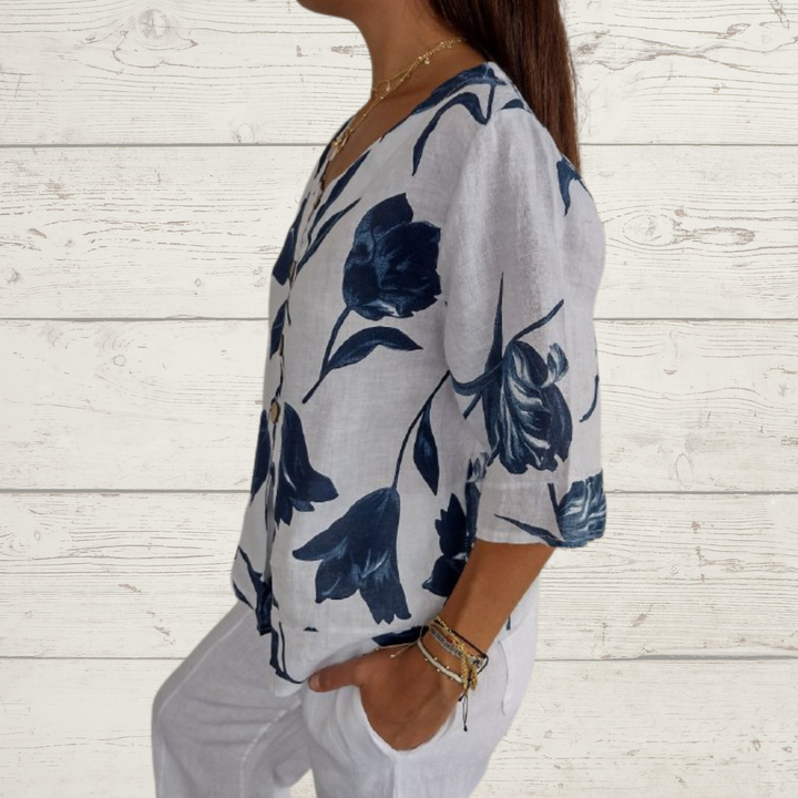 Camisan™ - Printed V-neck Jersey Shirt