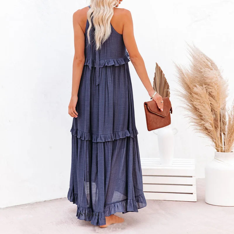 Emmeline | Halter Ruffle Maxi Dress