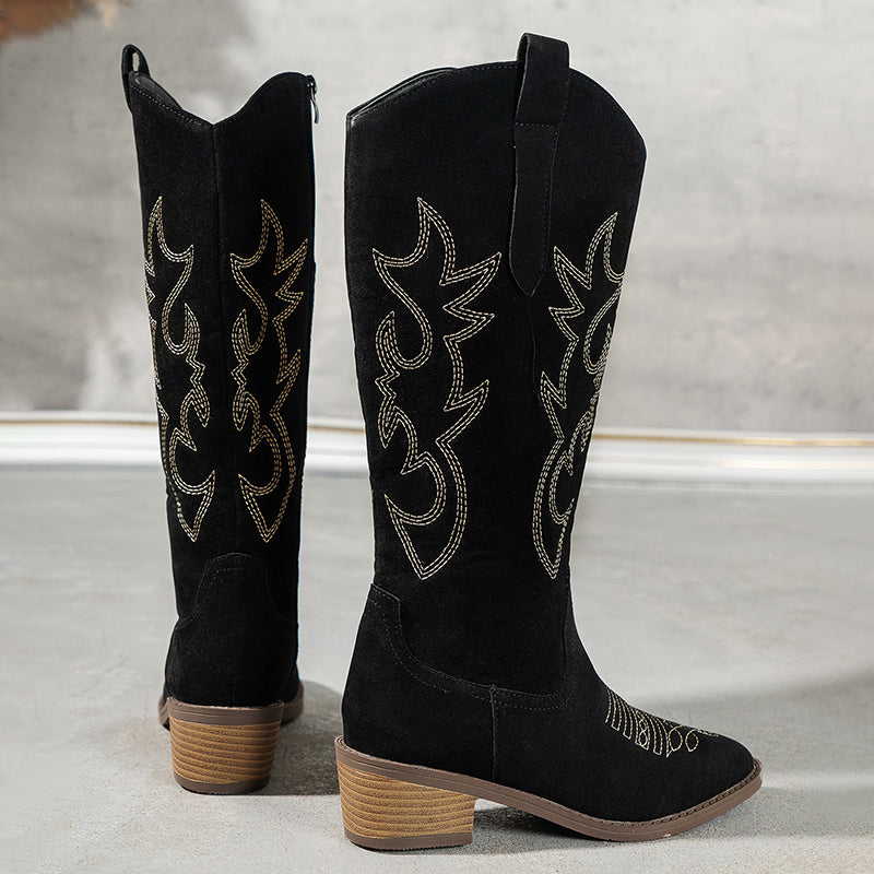 Claire - Retro embroidered western boots