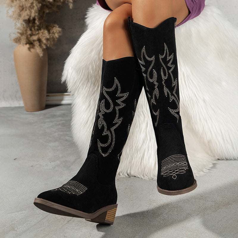 Claire - Retro embroidered western boots