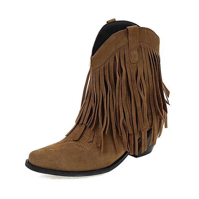 Jenny - Cowboy ankle boots with fringed tassel