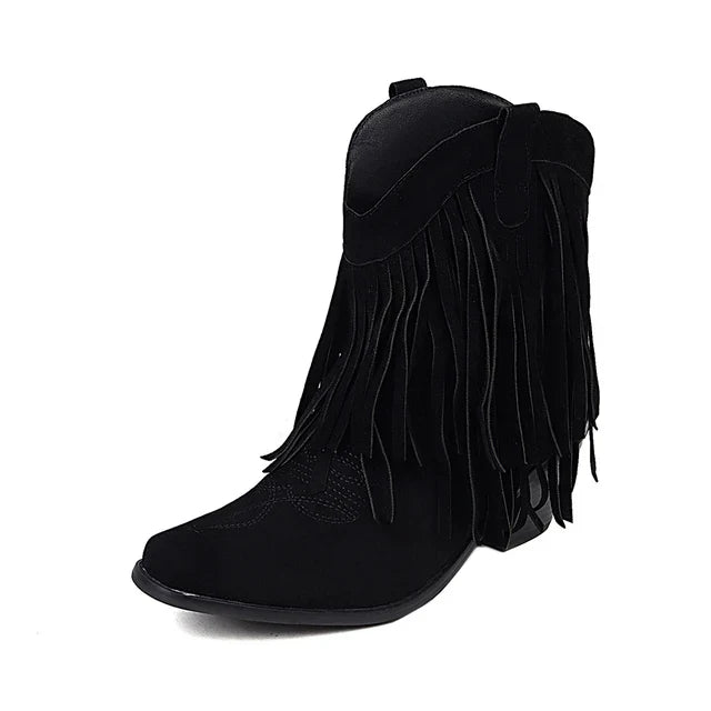 Jenny - Cowboy ankle boots with fringed tassel