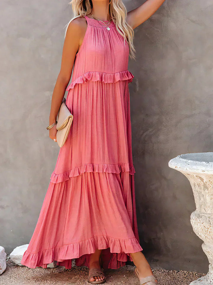 Emmeline | Halter Ruffle Maxi Dress