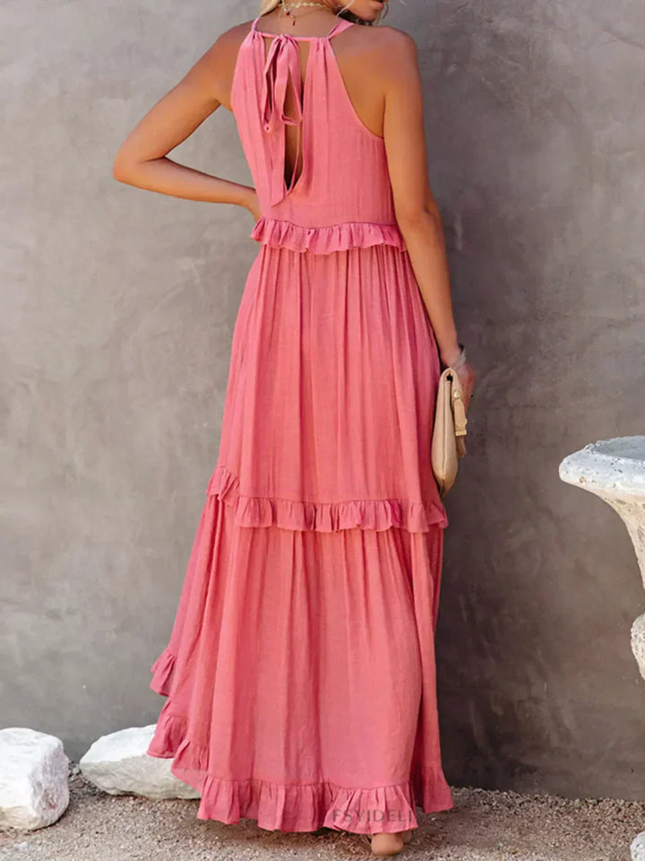 Emmeline | Halter Ruffle Maxi Dress