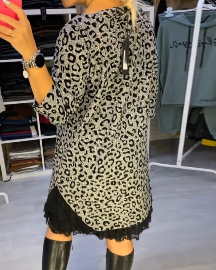 lassy™ - Elegant Leopard Midi Dress