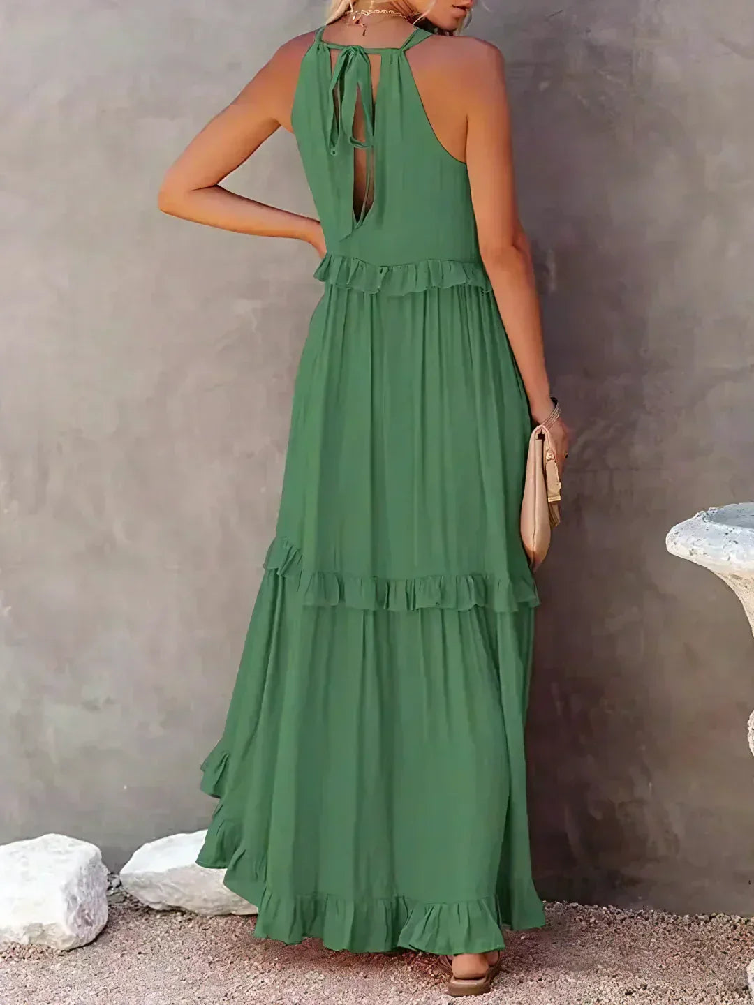 Emmeline | Halter Ruffle Maxi Dress