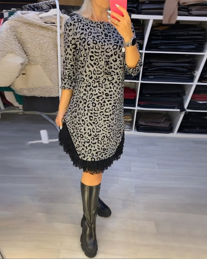 lassy™ - Elegant Leopard Midi Dress