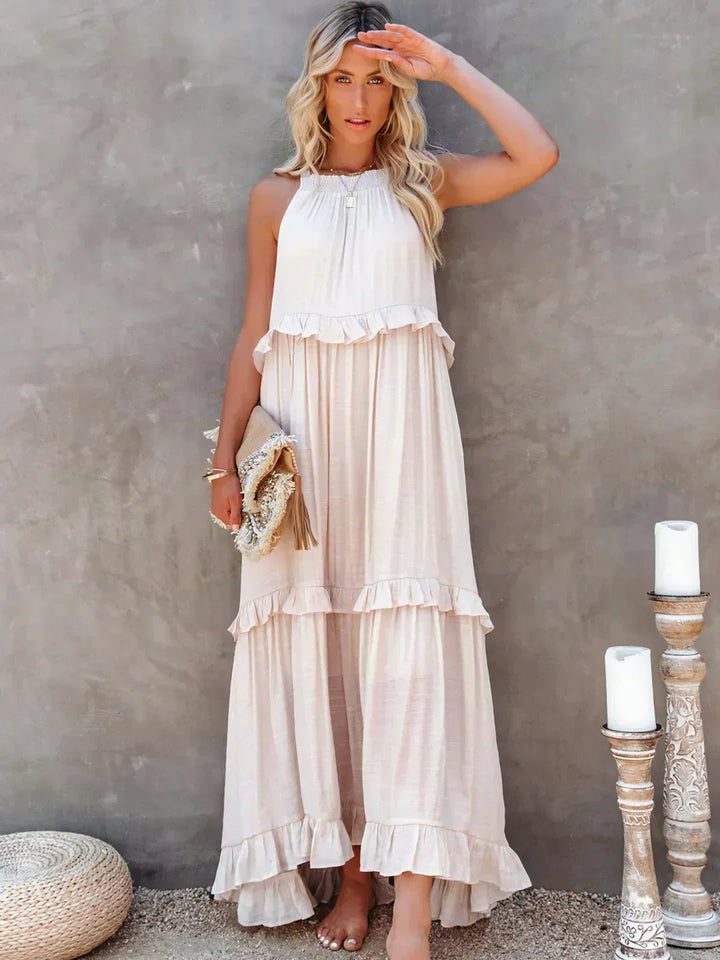 Emmeline | Halter Ruffle Maxi Dress