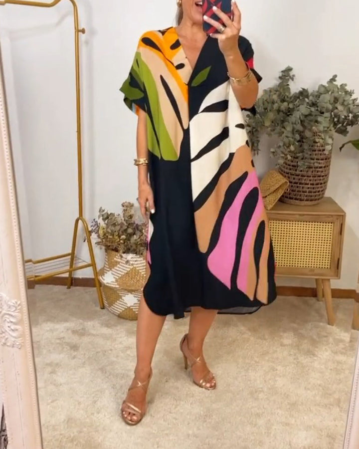 Pauline™ - Colorful Bohemian V-neck Midi Dress