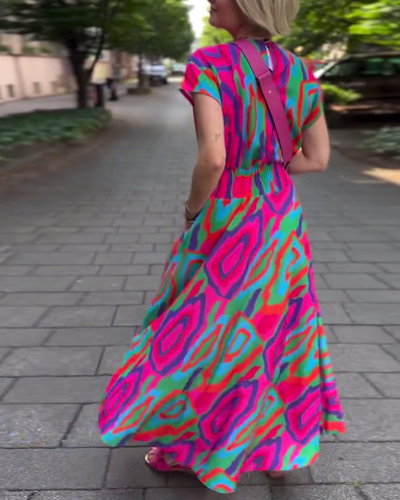 Velenzina™ - Colorful Dress With V-neck