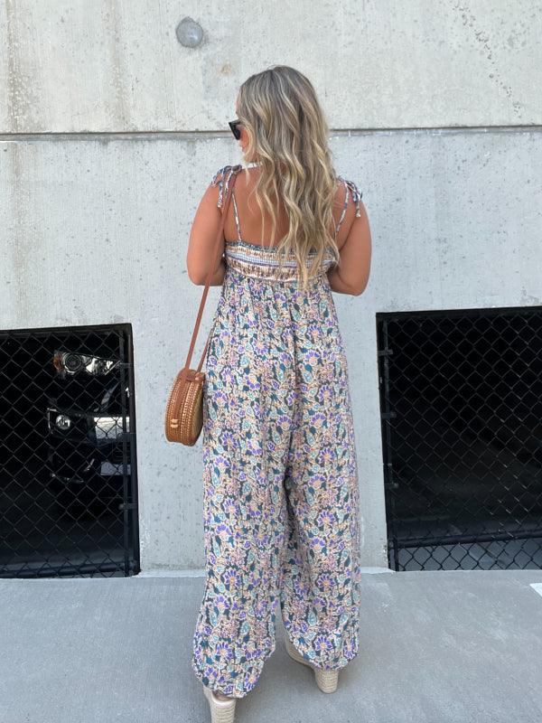 Multi Floral Print Pockets Jumpsuit