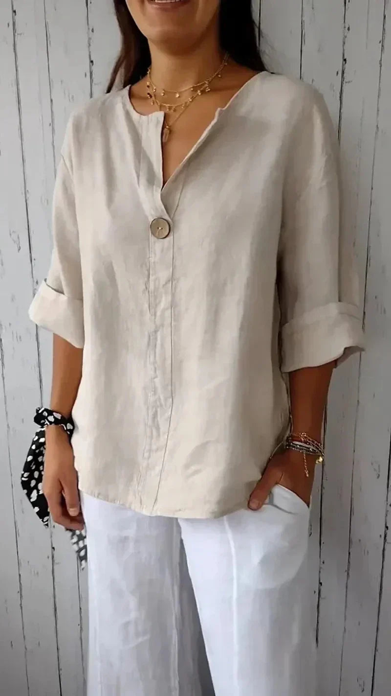 Anamey™ - V-neck Mid-Sleeve Shirt