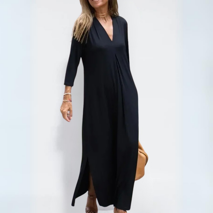 Albertina™ - Elegant V-Neck Long Dress